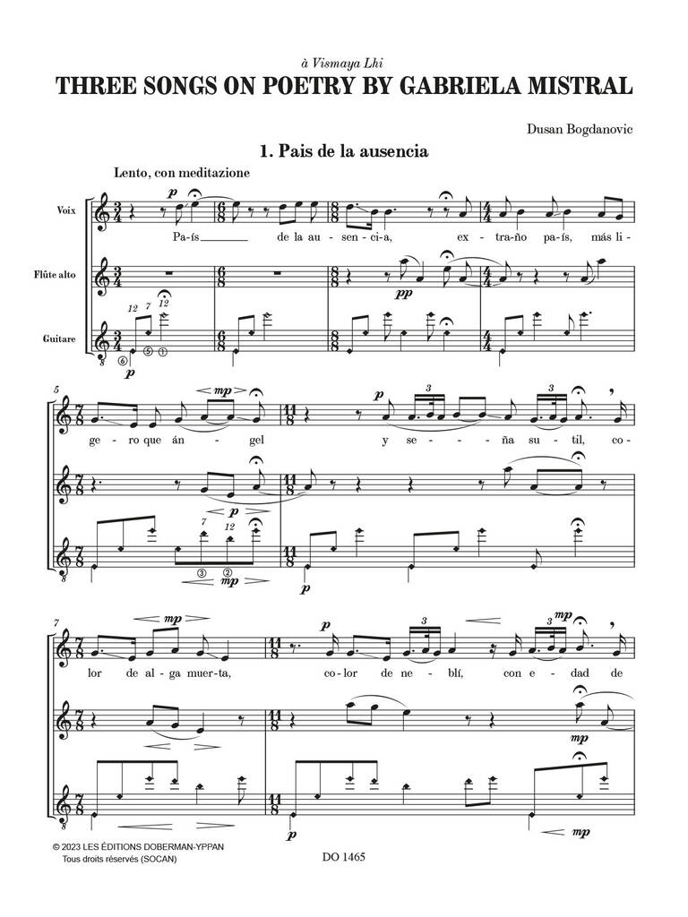 Three Songs On Poetry By Gabriela Mistral