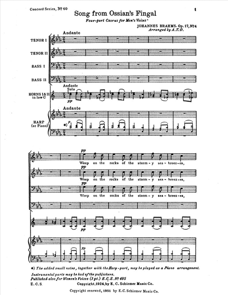 Song from Ossian's Fingal, Op.17/4