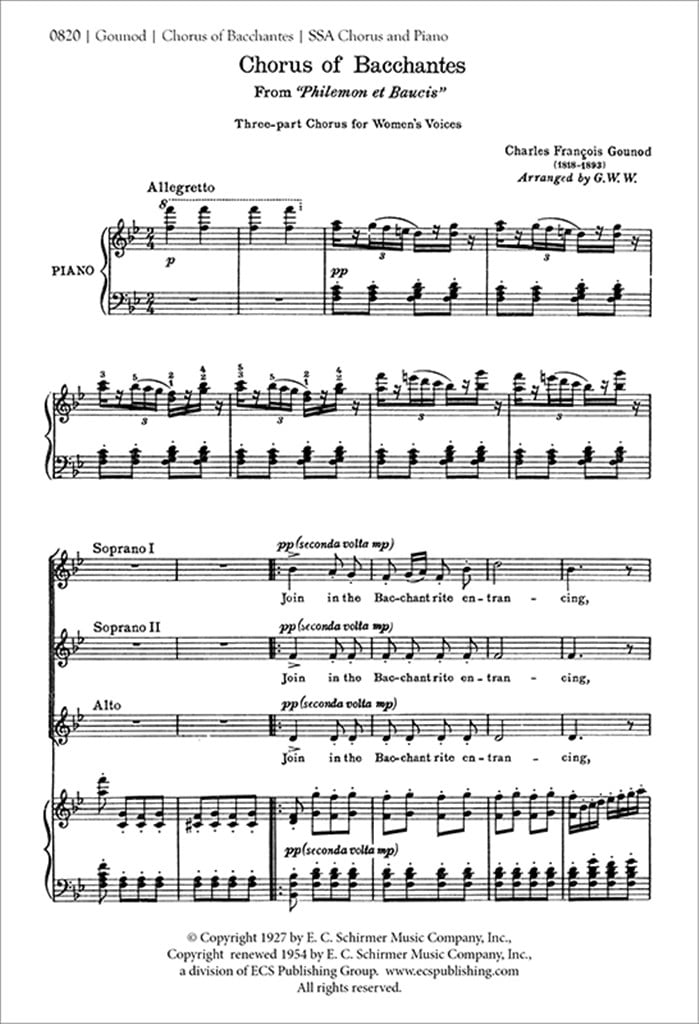 Philemon et Baucis: Bacchantes Chorus