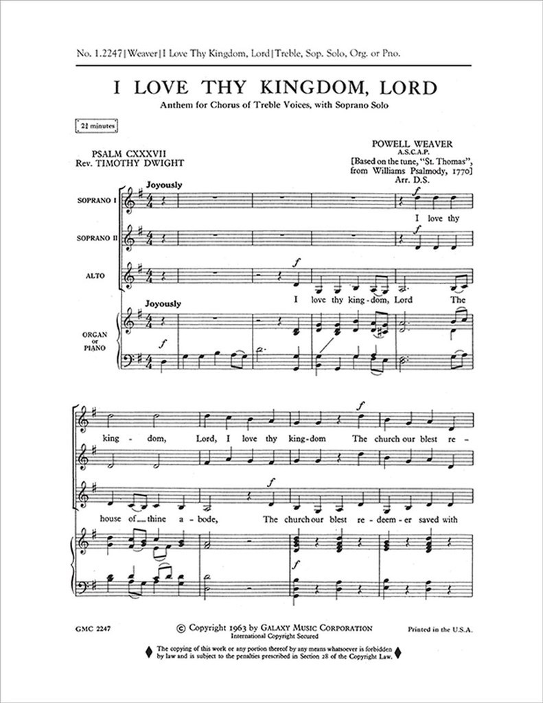 I Love Thy Kingdom, Lord
