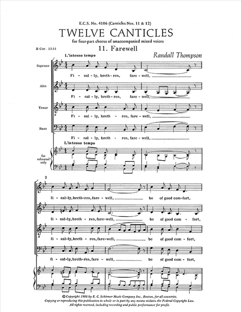 Twelve Canticles: No. 11. Farewell- No. 12. Amen