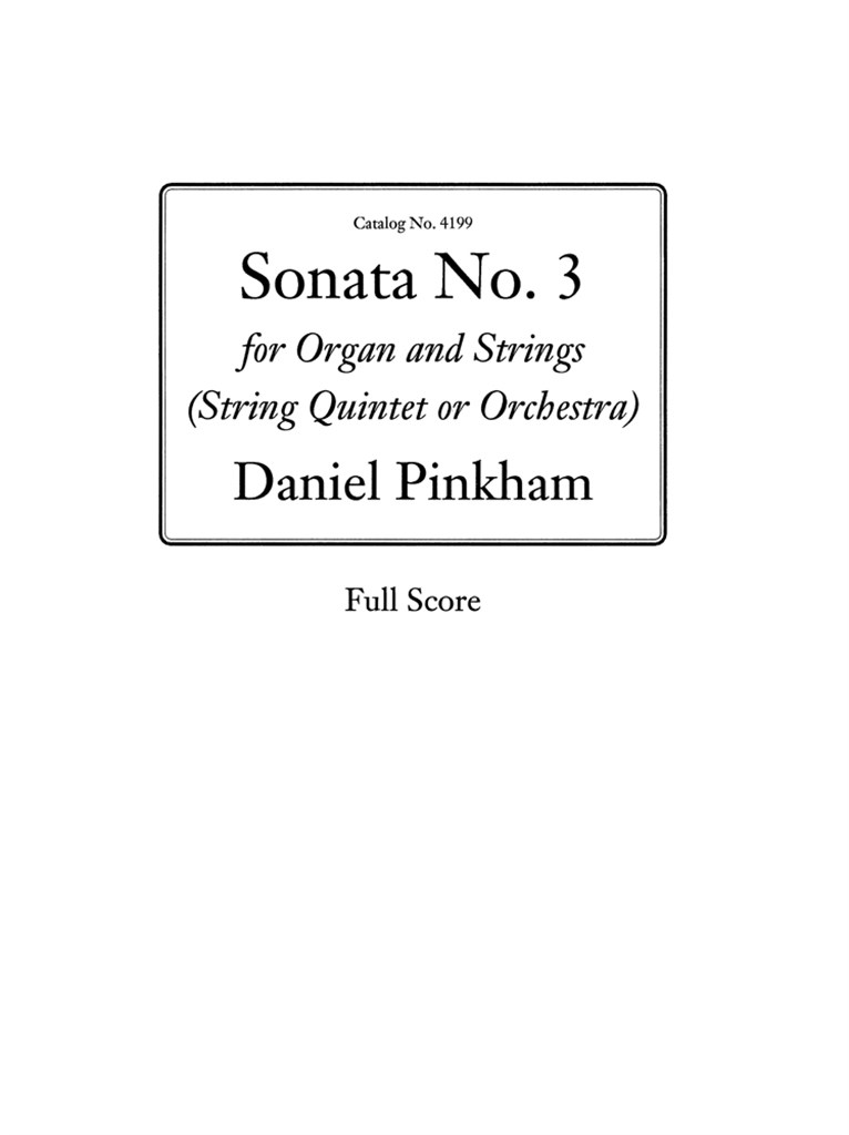 Sonata No. 3 for Organ & Strings