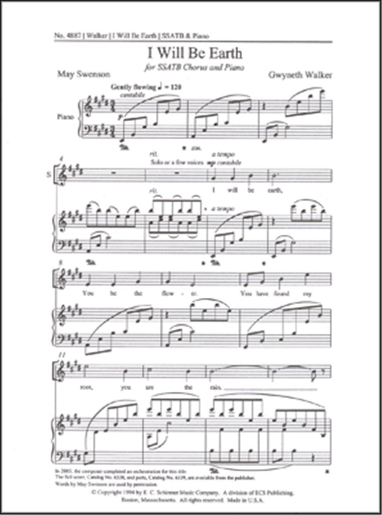 Songs for Women's Voices: No. 6. I Will Be Earth