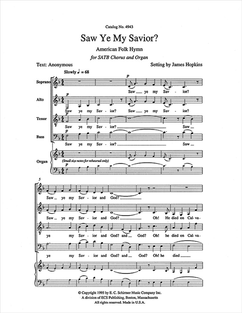 Five American Folk Hymns: Saw Ye My Savior?