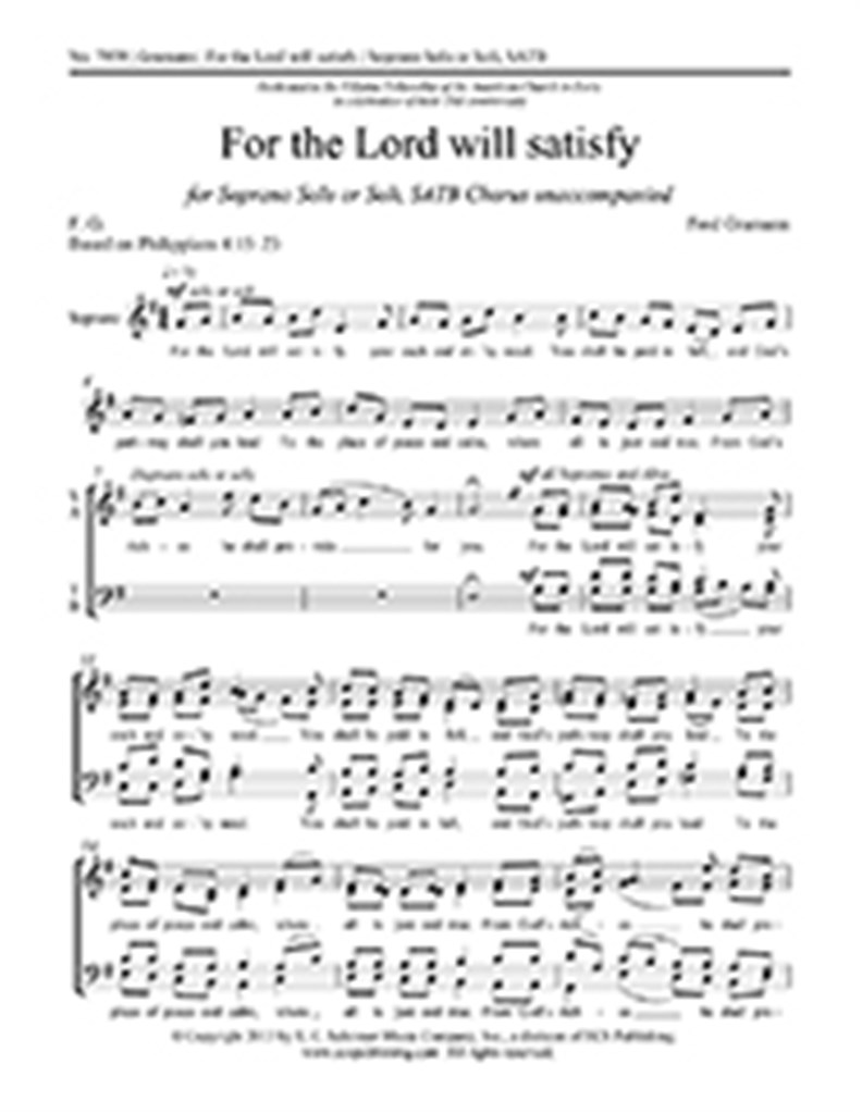 For the Lord will satisfy