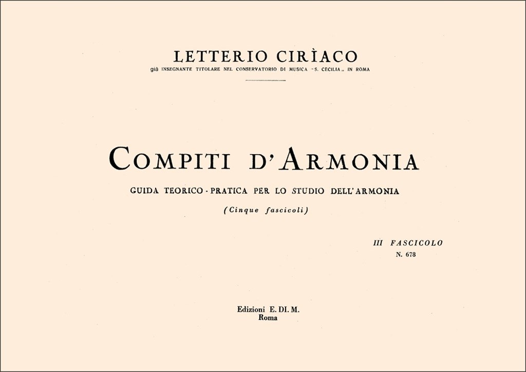 Compiti Di Armonia 3 Fasc.