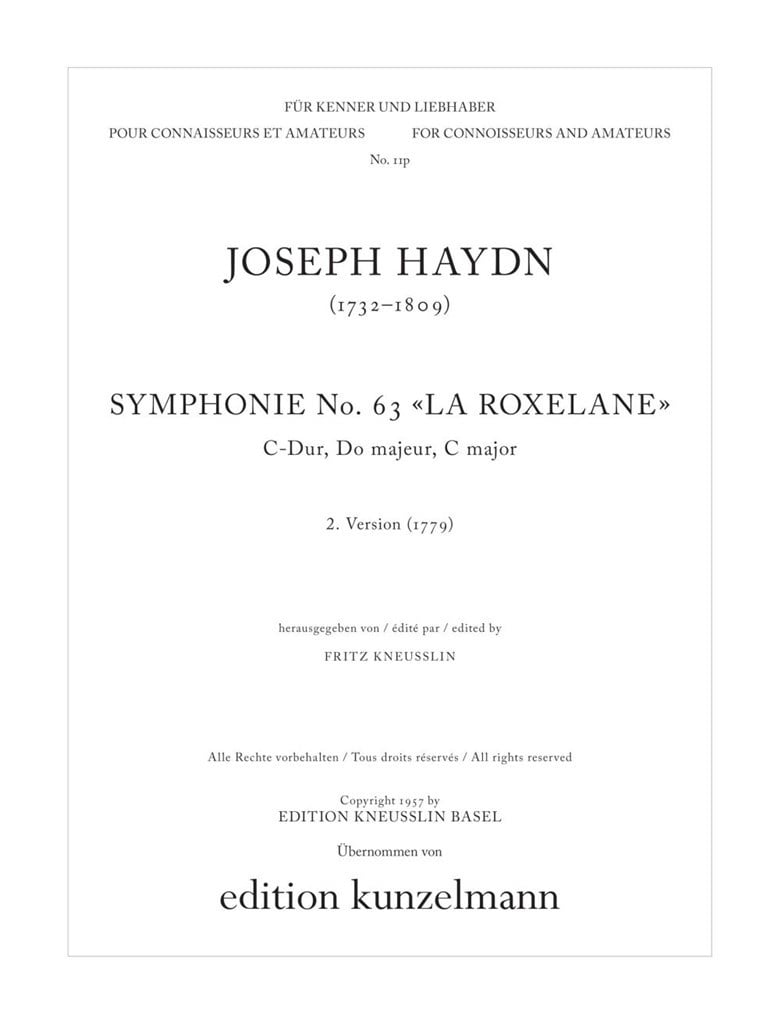 Sinfonie Nr. 63 - 2. Version (1779)