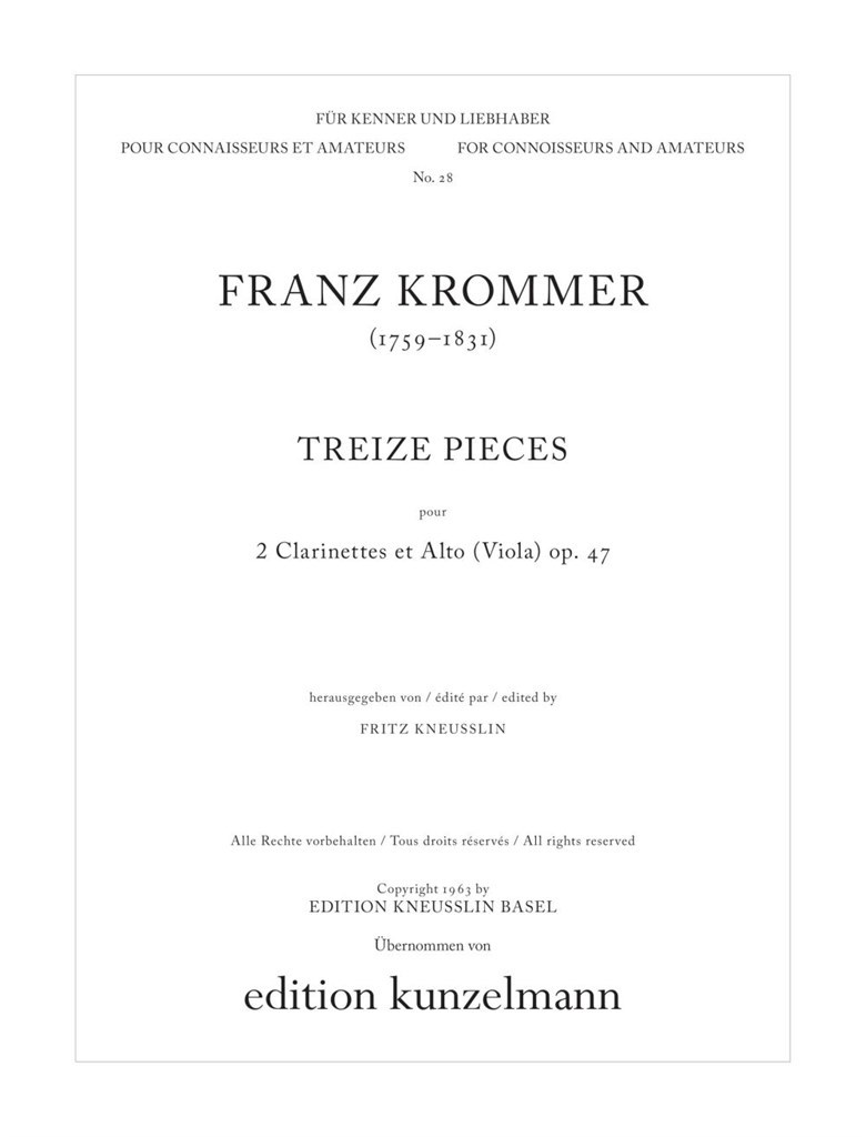 13 Stücke Für 2 Klarinetten und Viola