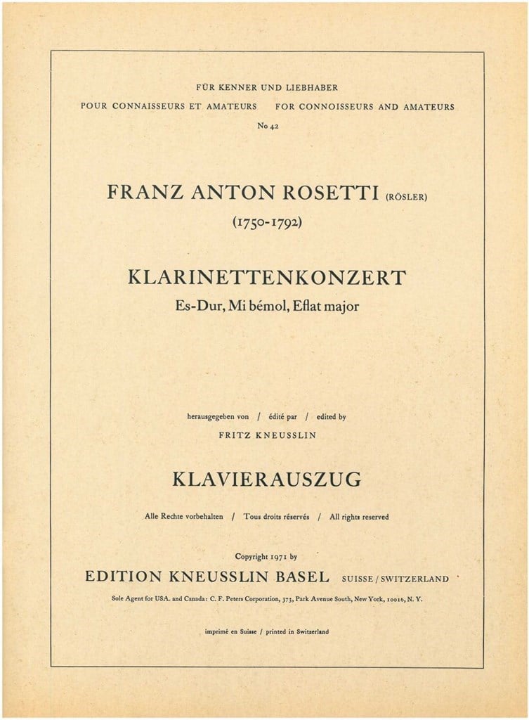 Konzert Für Klarinette Nr. 1 Es-Dur