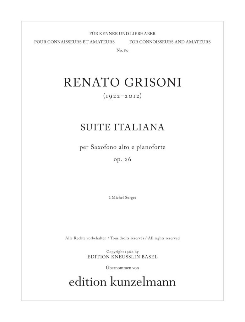 Suite Italiana Für Saxophon und Klavier
