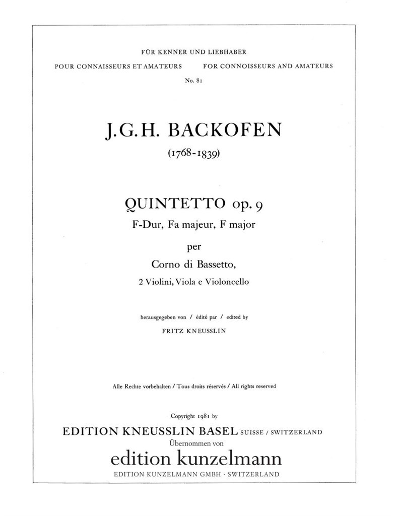Quintett Für Bassetthorn und Streicher