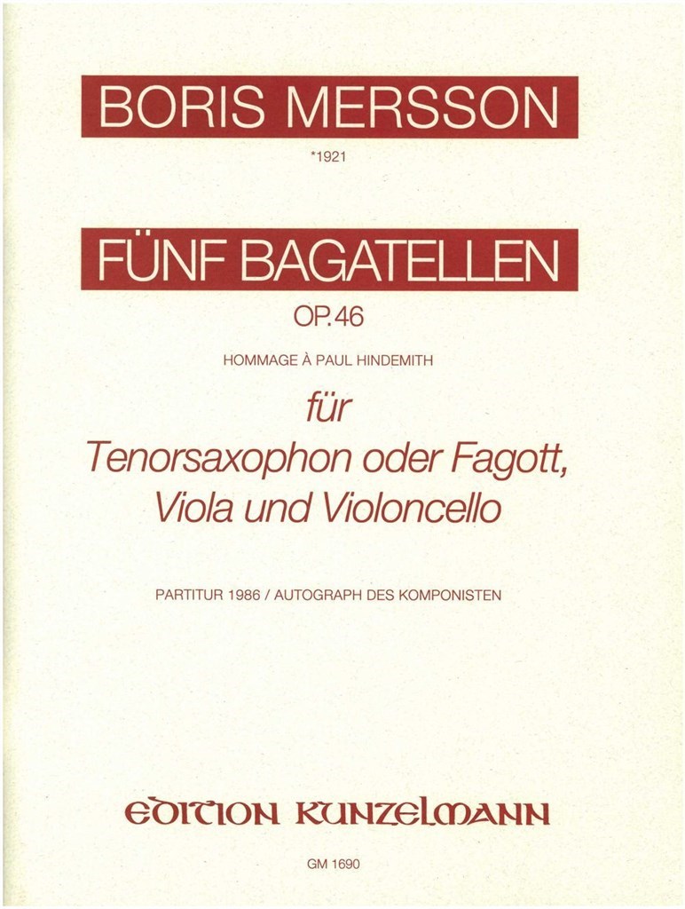 5 Bagatellen, Hommage À Paul Hindemith