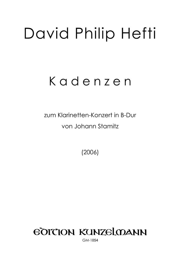 Kadenzen Zum Klarinetten-Konzert In B-Dur