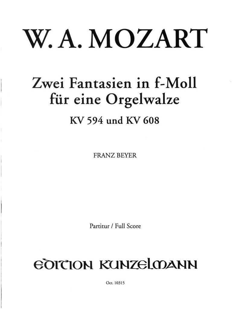 2 Fantasien In F-Moll Für Eine Orgelwalze