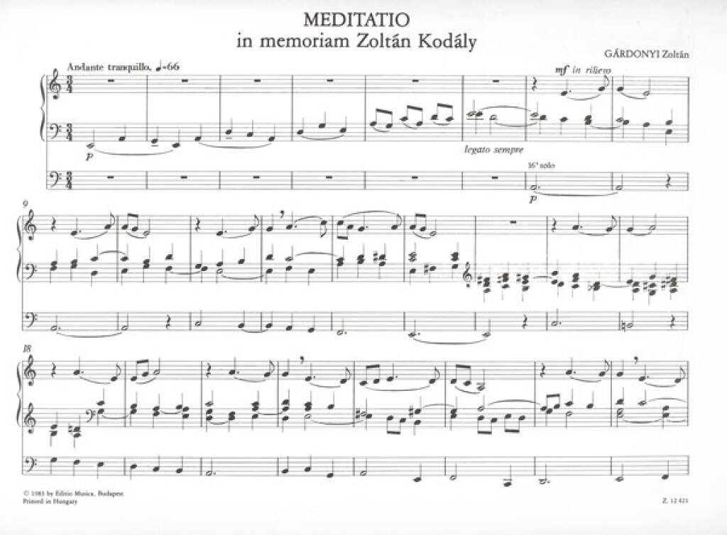 Meditatio in Memoriam Kodaly Zoltan