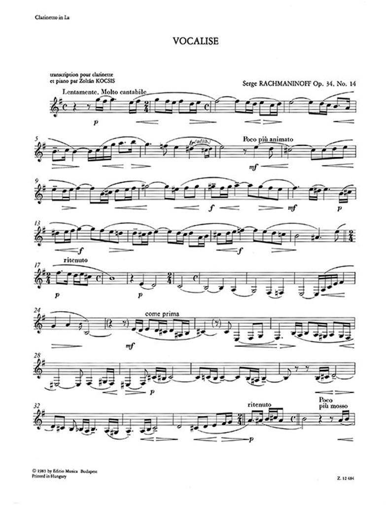 Vocalise op. 34, no. 14