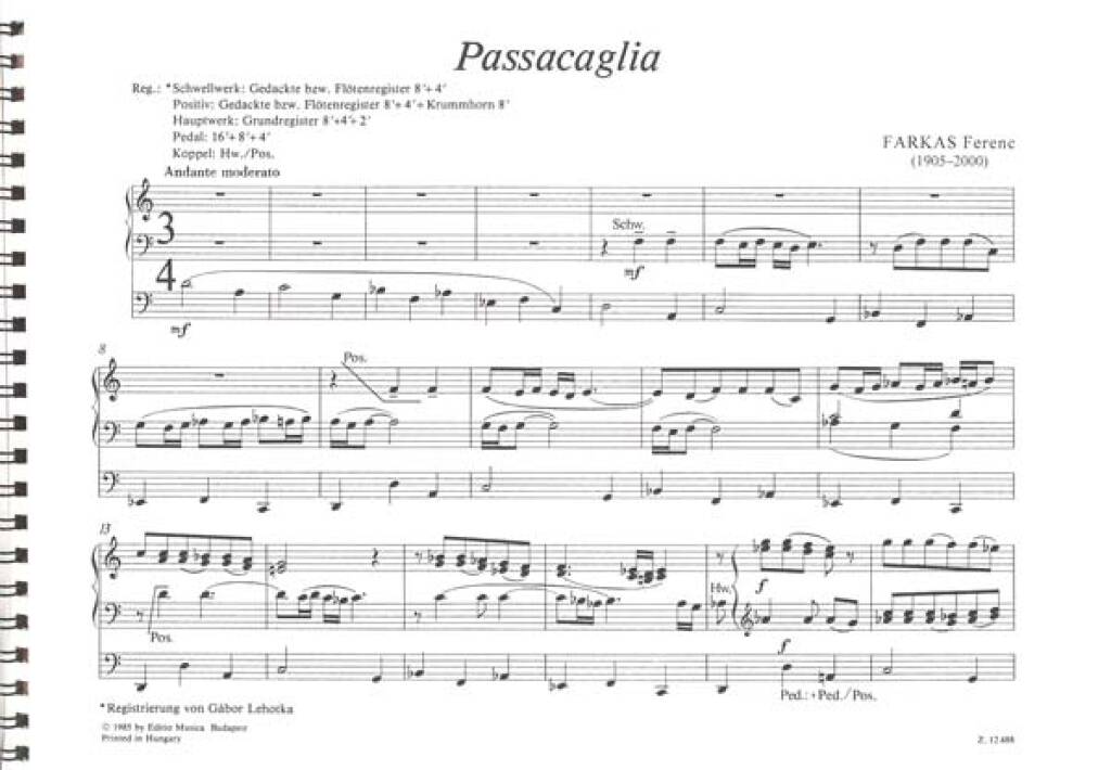 Passacaglia Per Organo Solo