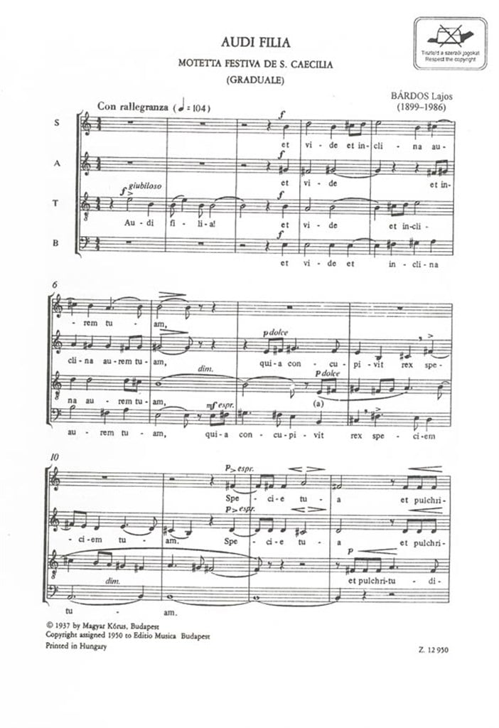 Audi Filia Motetta Festiva De S. Caecilia (Gradu