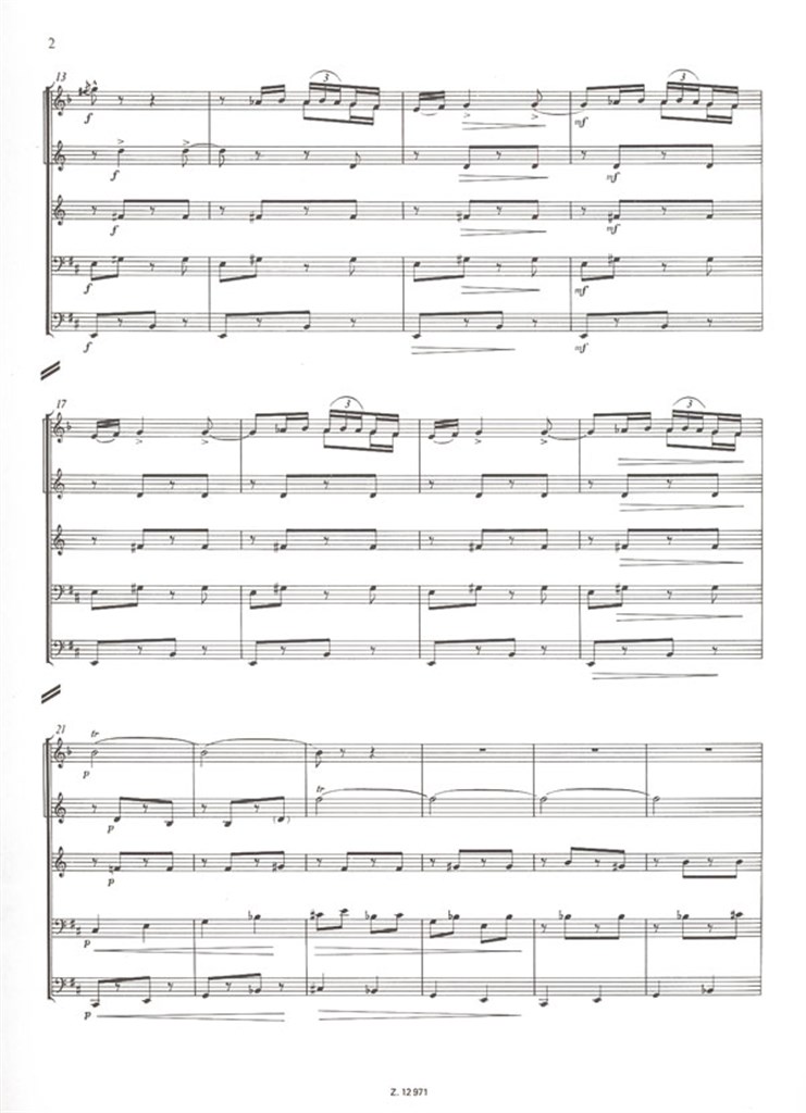 Lerchen für Blechbläserquintett