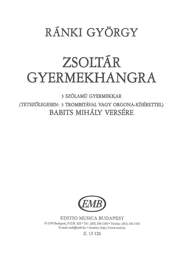 Zsoltár gyermekhangra