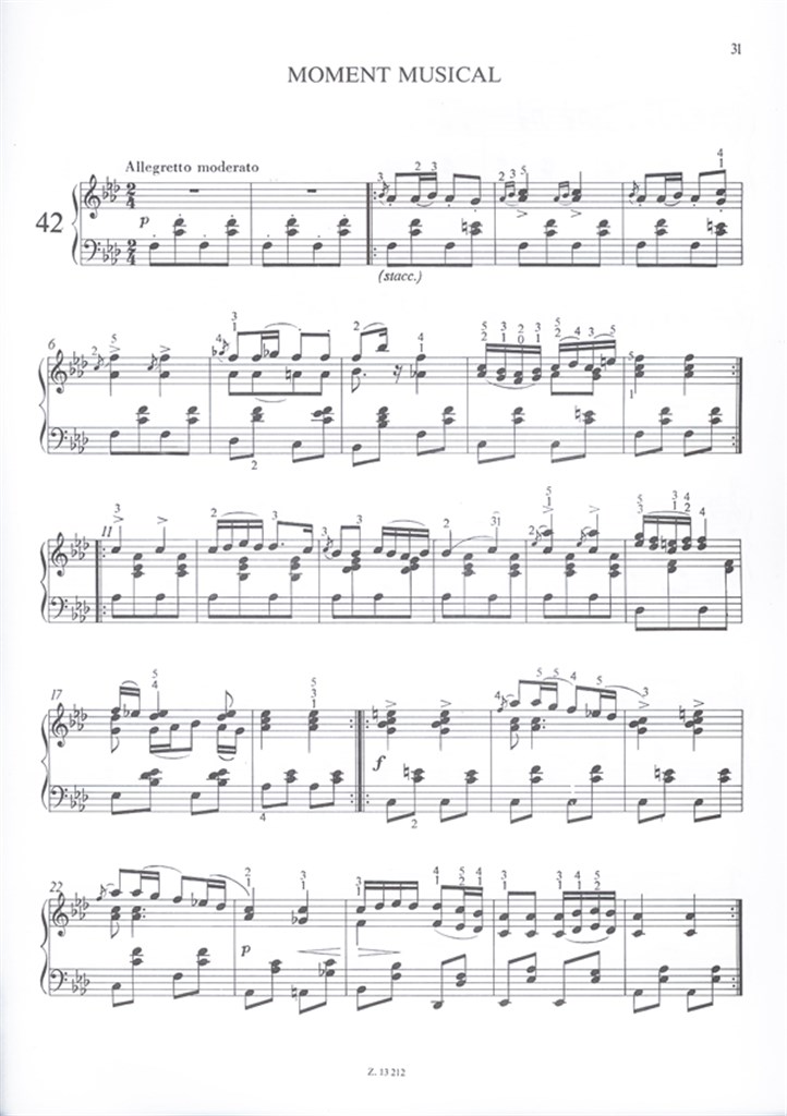 Leichte Meisterwerke für Klavier Schubert