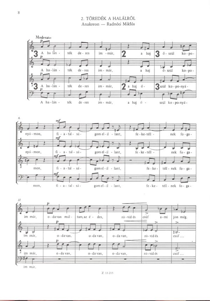 Vázaképek. Three choruses for mixed voices