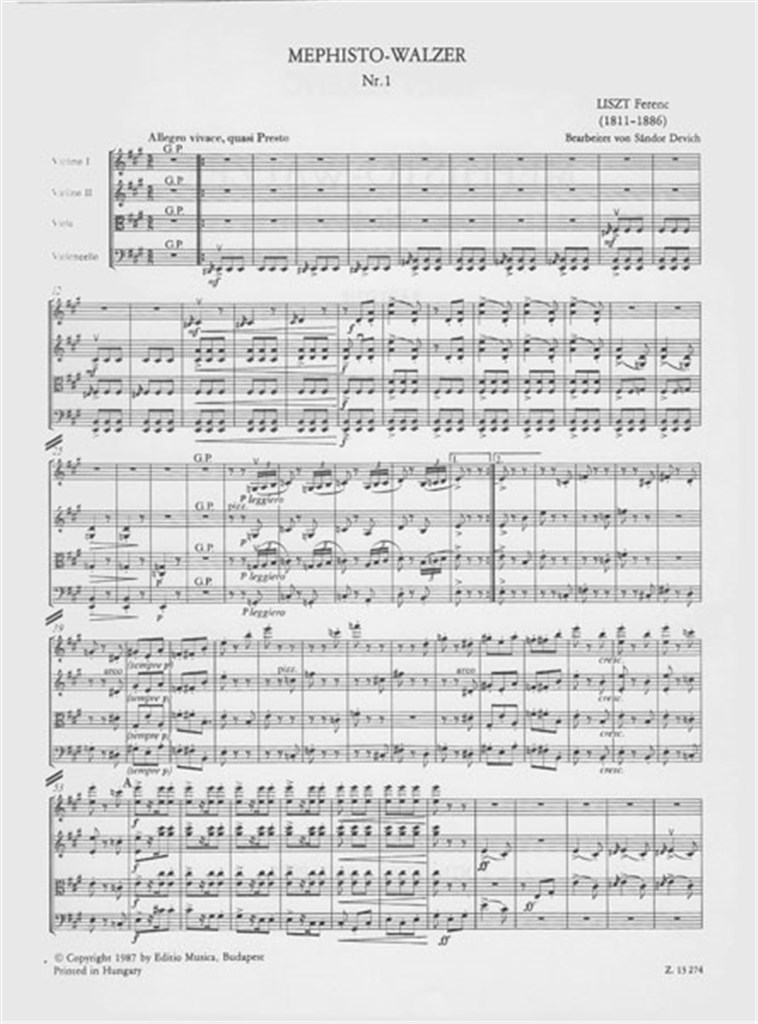 Mephisto-Walzer Nr. 1 für Streichquartett