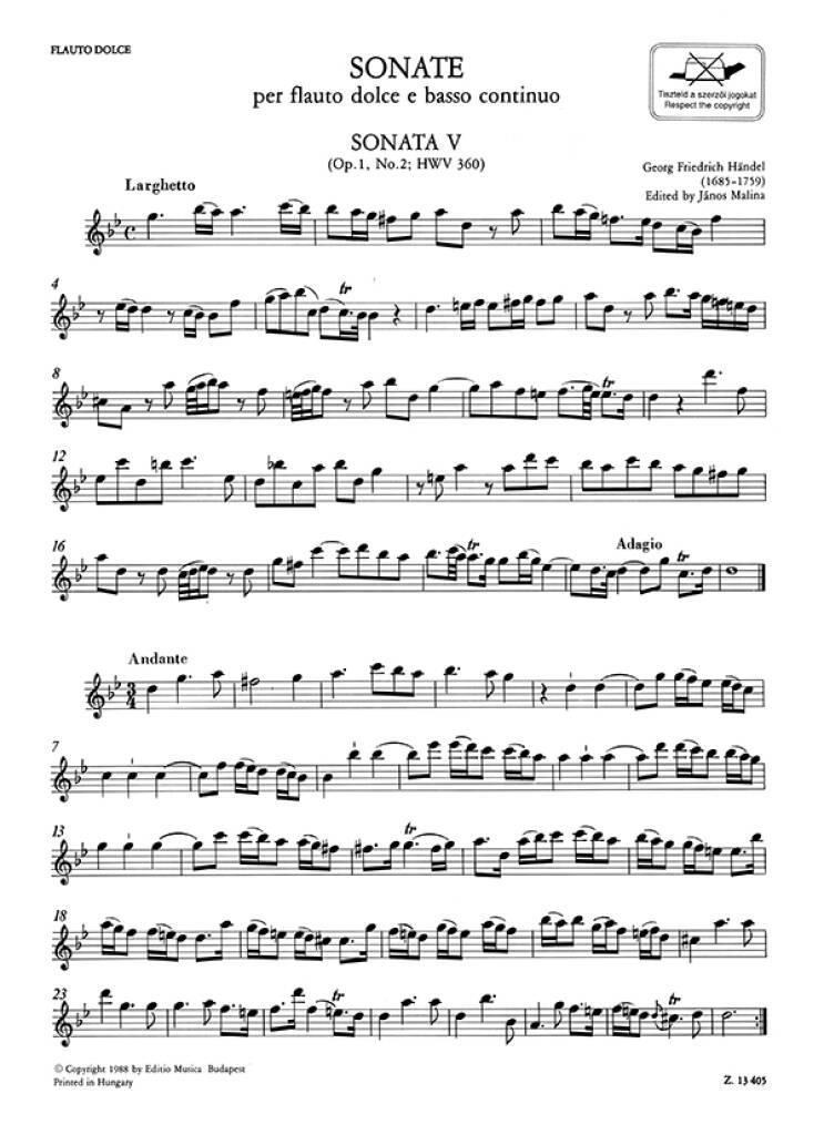 Sonate per flauto dolce e basso continuo II