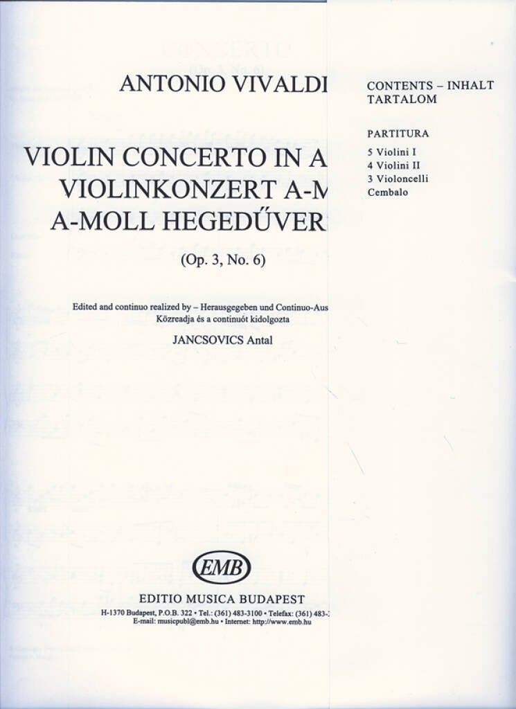 Violinkonzert a-Moll, RV 356 op. 3, No.6