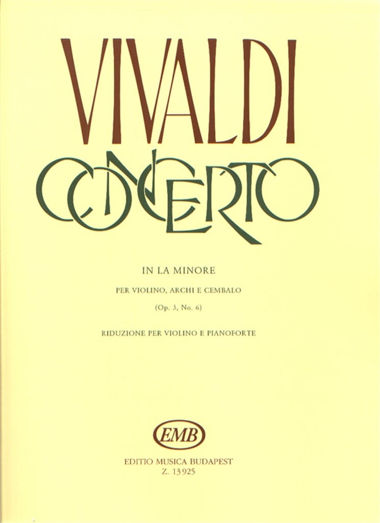 Concerto in la minore op. 3, No. per violino, arc