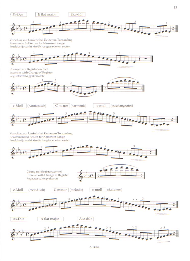 Tonleiterübungen für Oboe