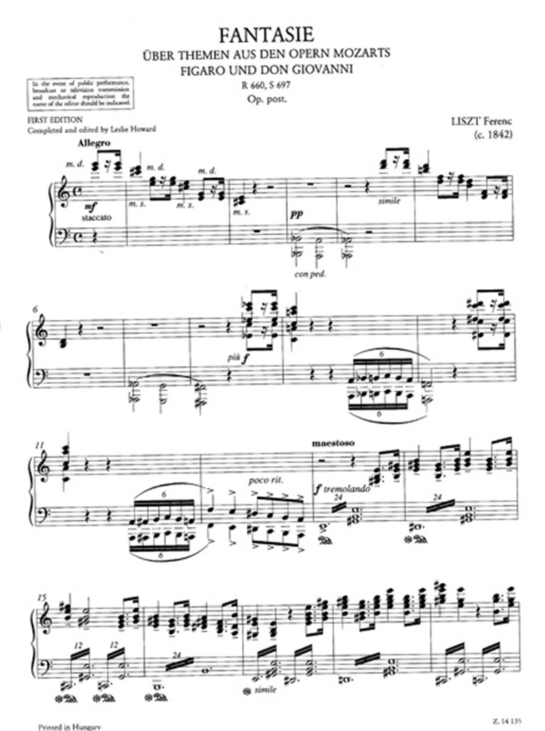 Fantasie op. post., R.6 über Themen aus Mozarts F