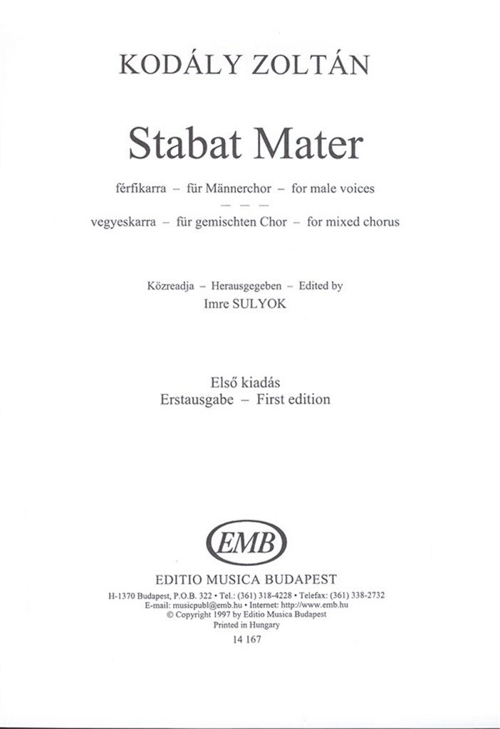 Stabat Mater für Mannerchor - für gemischten Cho