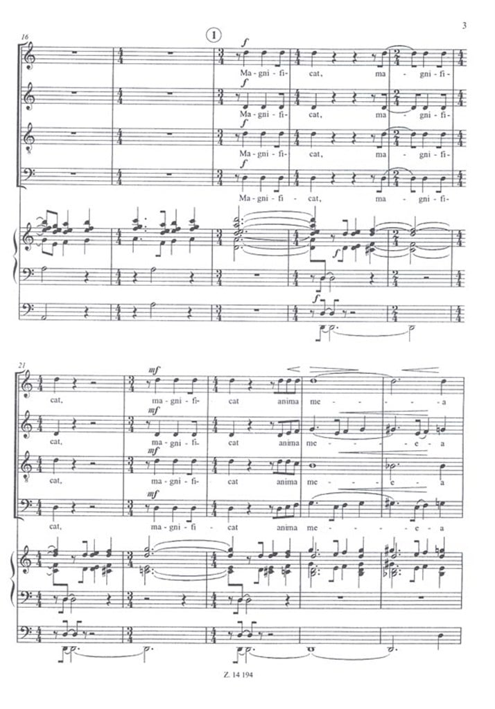 Magnificat für gemischten Chor und Orgel