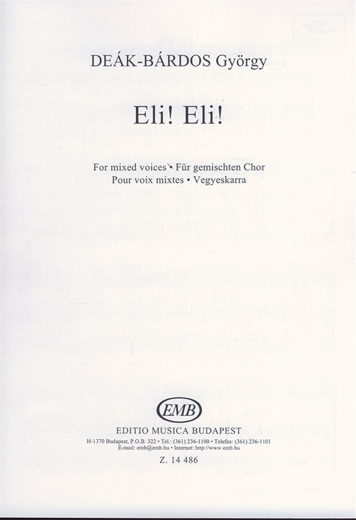 Eli! Eli! Matthaeus 27.46. für gemischten Cho
