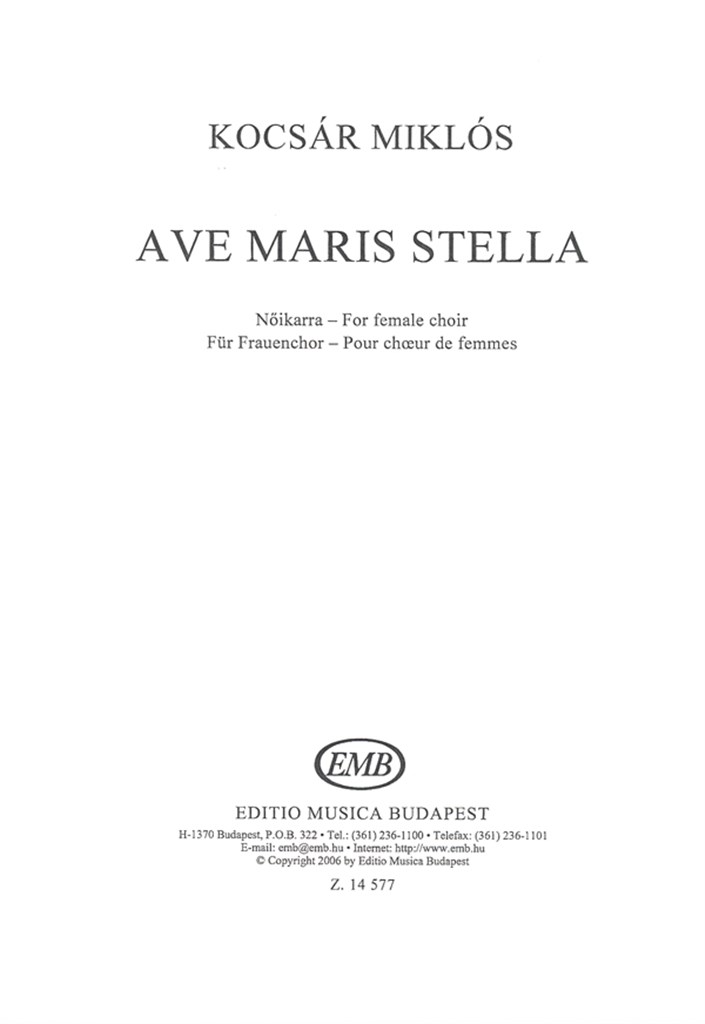 Ave maris stella for female choir