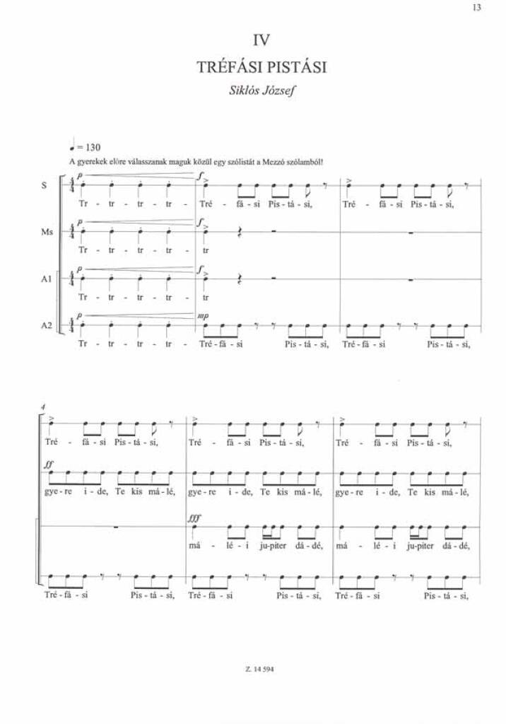 Gyermekláncfü for children's choir