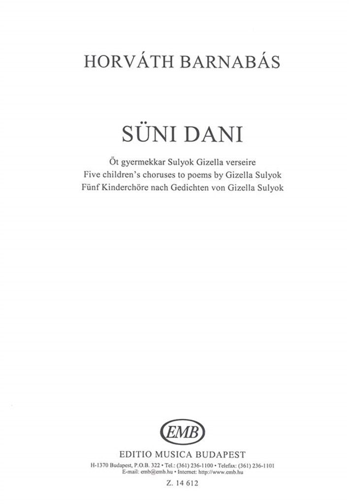 SÜNI DANI - Five childrens choruses to poems