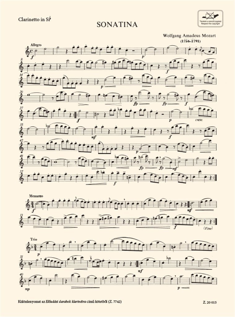 Sonatina for clarinet, with piano accompaniment