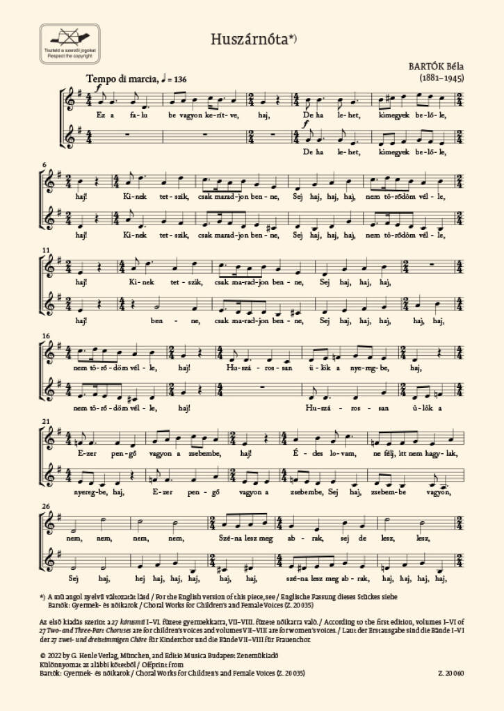 Huszárnóta - BB 111a