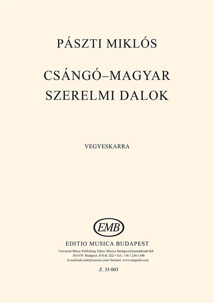 Csango-Magyar szerelmi dalok Vegyeskarra