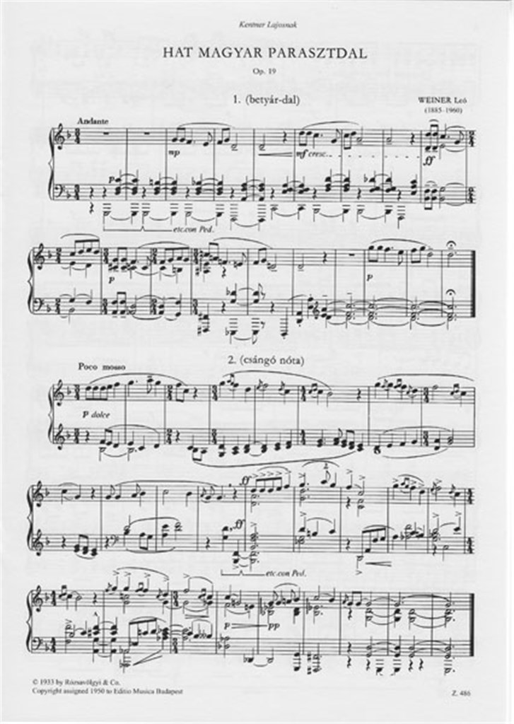 Ungarische Bauernlieder Op. 19 Serie 1