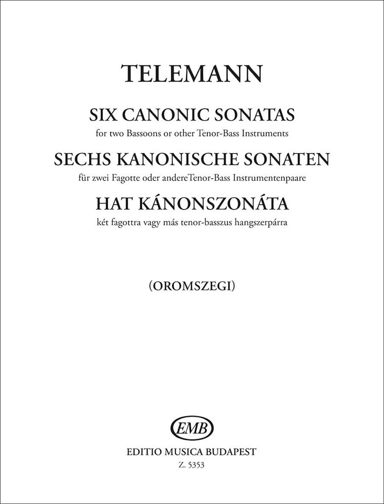 Sechs Kanonsonaten für 2 Fagotte oder andere Ten