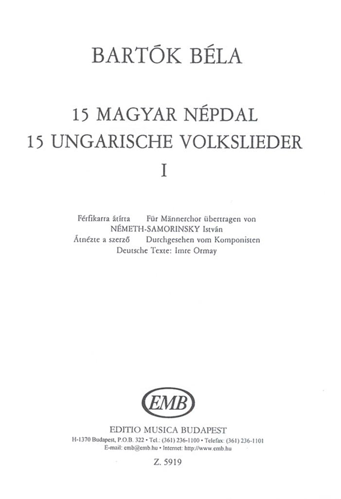 15 Ungarische Volkslieder I