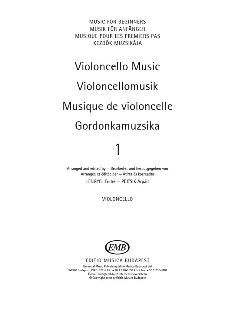 Violoncello Music for Beginners -violoncello part