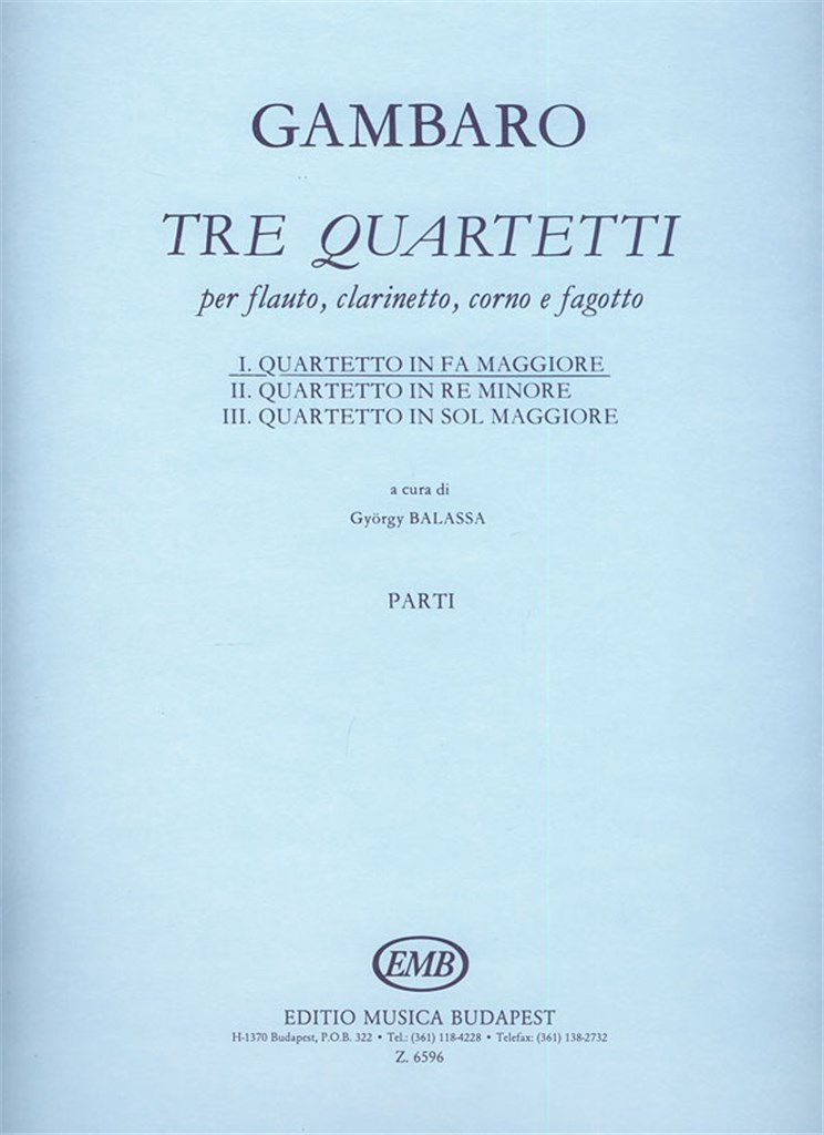3 quartetti per flauto, clarinetto, corno, fagotto