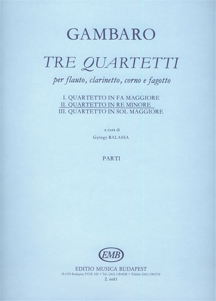 Tre quartetti per flauto, clarinetto, coro e fagot