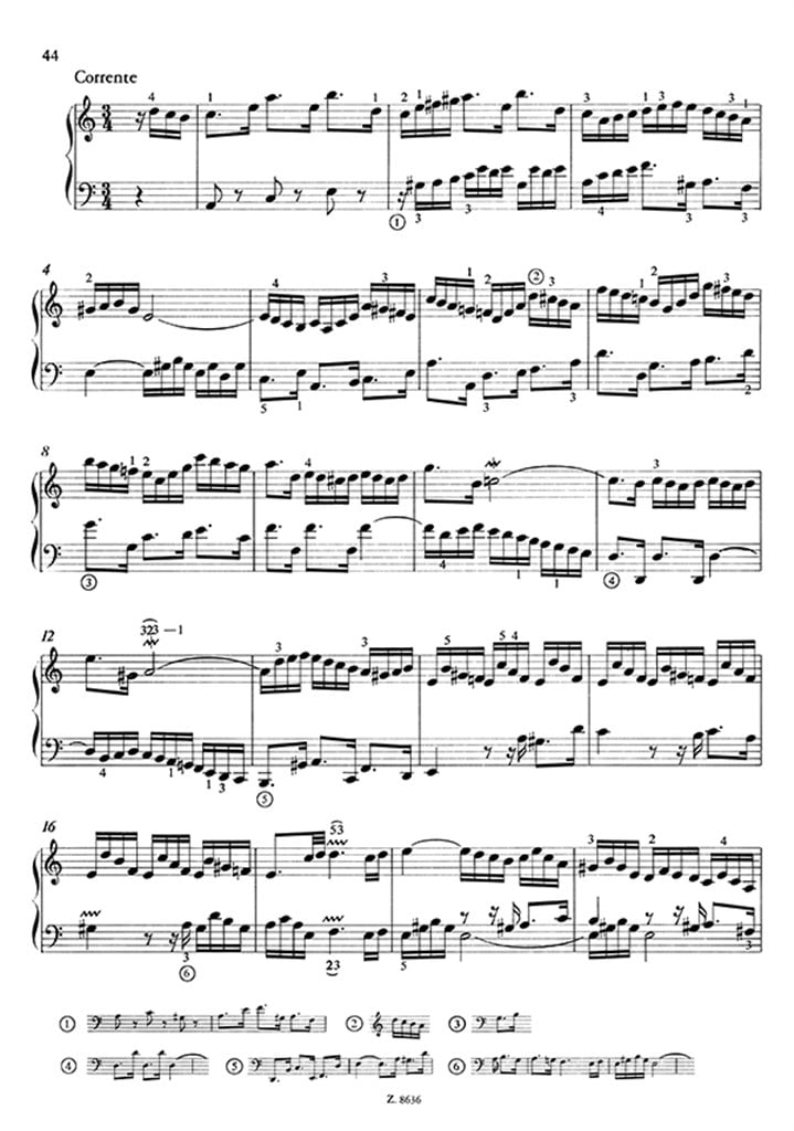 Sechs Partiten für CZalo (Klavier) BWV 825-830