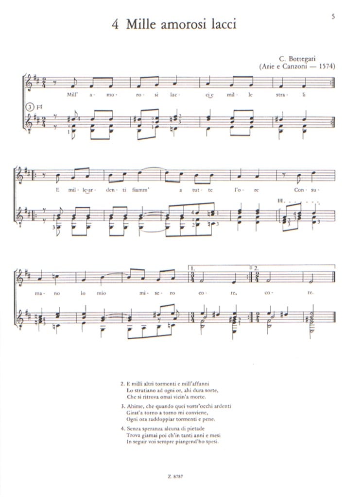 Italien Renaissance Songs für Gesang und Gitarre