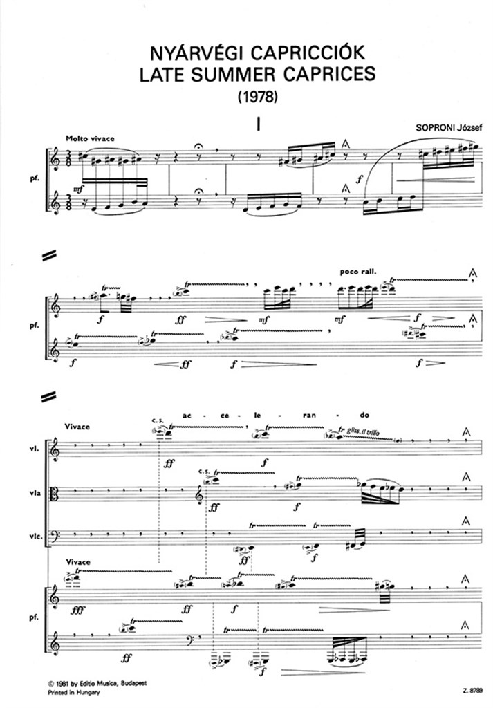 Spätsommer Capriccios für Violine, Viola, Violon